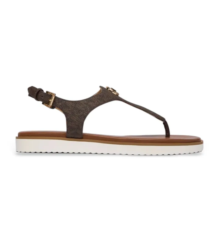 Michael Kors para mujer. 40R6VAFS1B Sandalias monograma marrón (37), Plano, Hebilla, Casual, Poliuretano