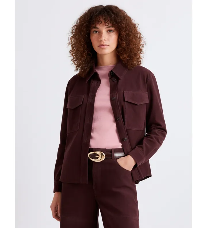 Marella para mujer. 2613441081200 Sobrecamisa de ante Mllapogeo granate (38), Casual, Manga larga, Burdeos