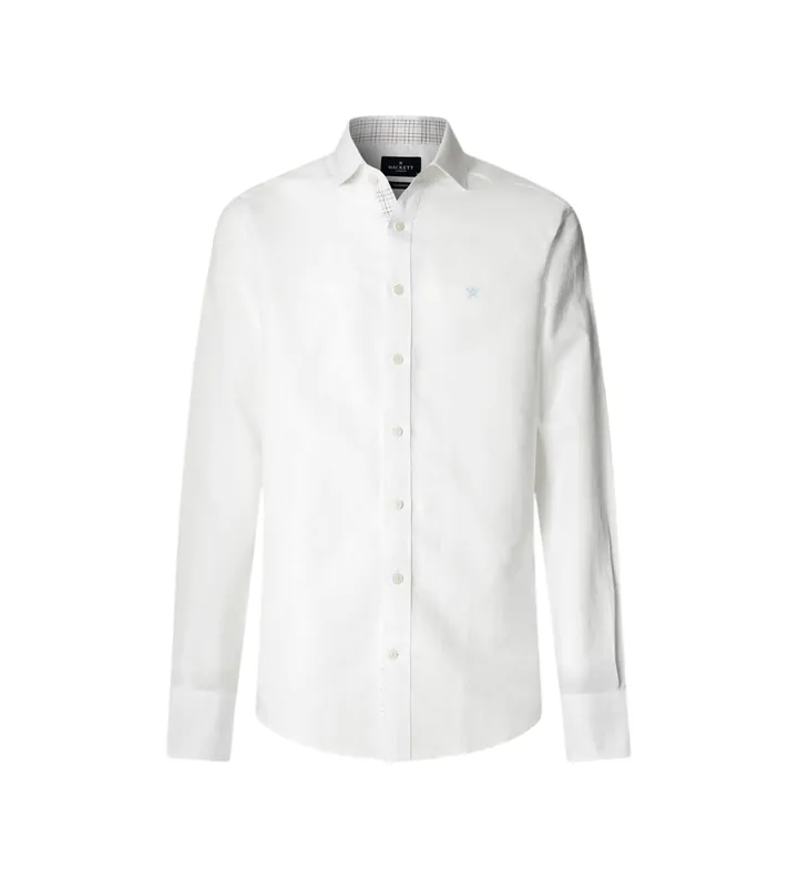 Hackett London para hombre. HM3010660 Camisa Lino blanco (S), Casual, Clásico, Manga larga