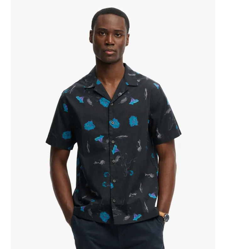 Superdry para hombre. M4011137A Camisa Cabana Print marino (L), Casual, Algodón, Manga corta