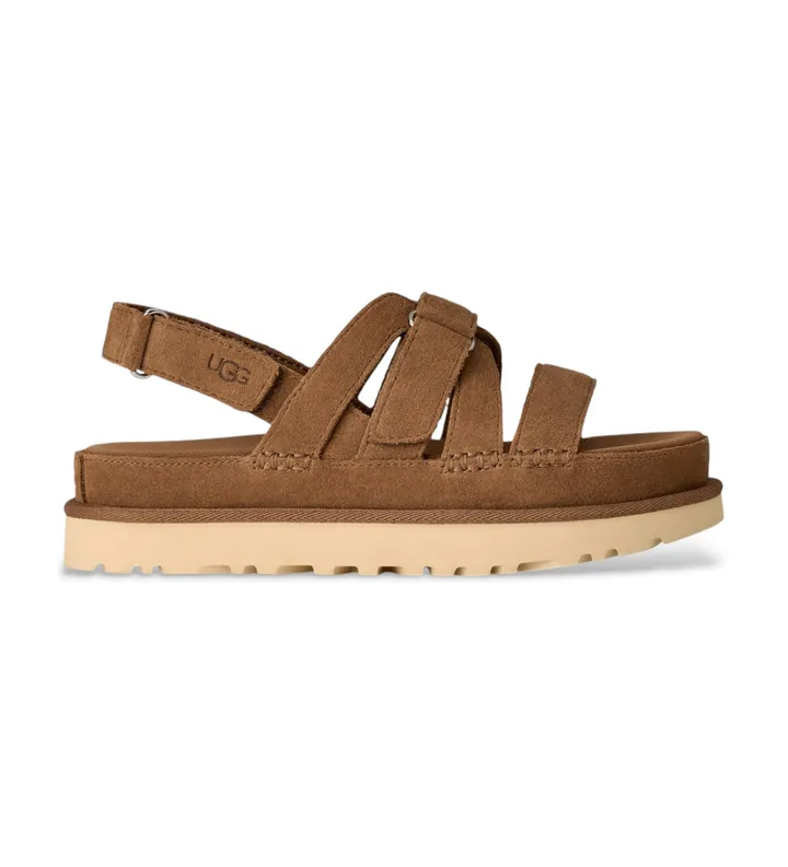 UGG para mujer. 1175122 Sandalias de piel Goldenstar Gleam marrón (36), Plano, Ante, Velcro, Casual