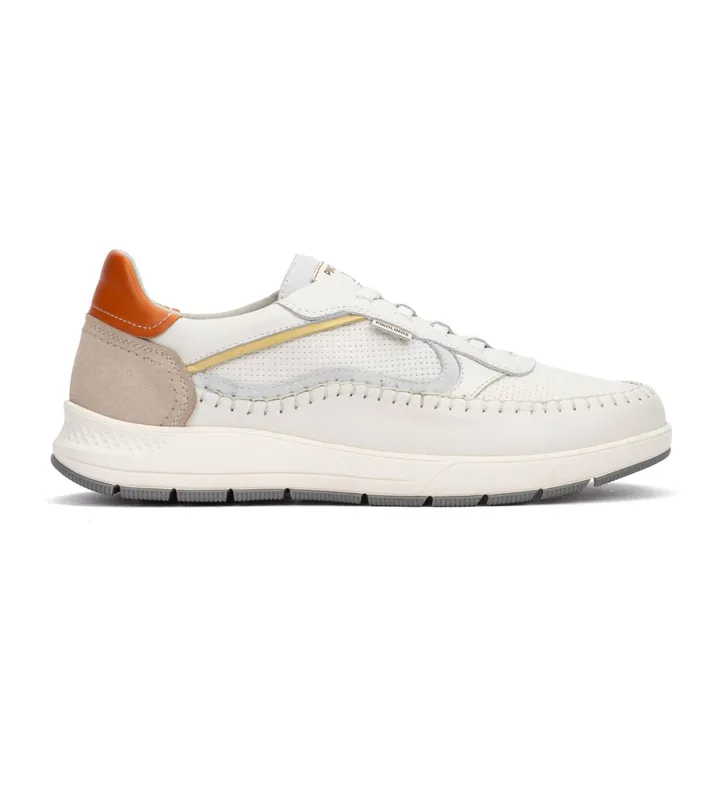 Pikolinos para hombre. M7W-6423C1 Zapatillas de Piel Salamanca blanco (39), Plano, Cordones, Casual