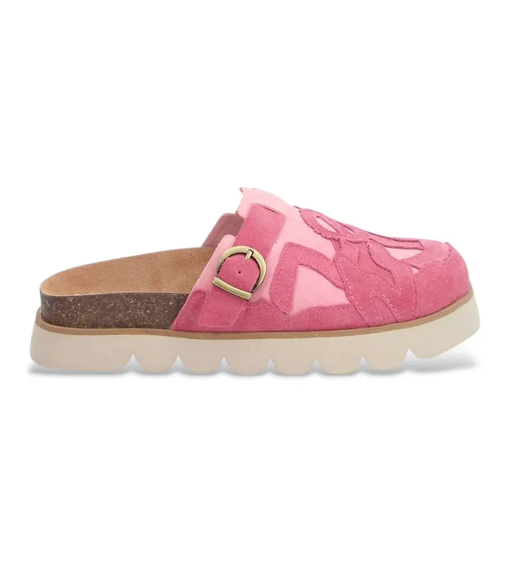 NO NAME para mujer. SNSMVS0 Zuecos de Piel Inserciones rosa (36), Plano, Serraje, Ninguno, Casual