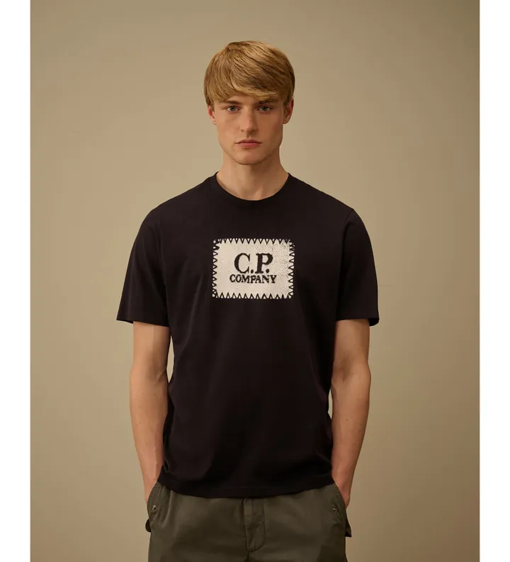 C.P. Company para hombre. RCCMTS723A005100W Camiseta Logo Label marino (L), Casual, Algodón, Manga corta