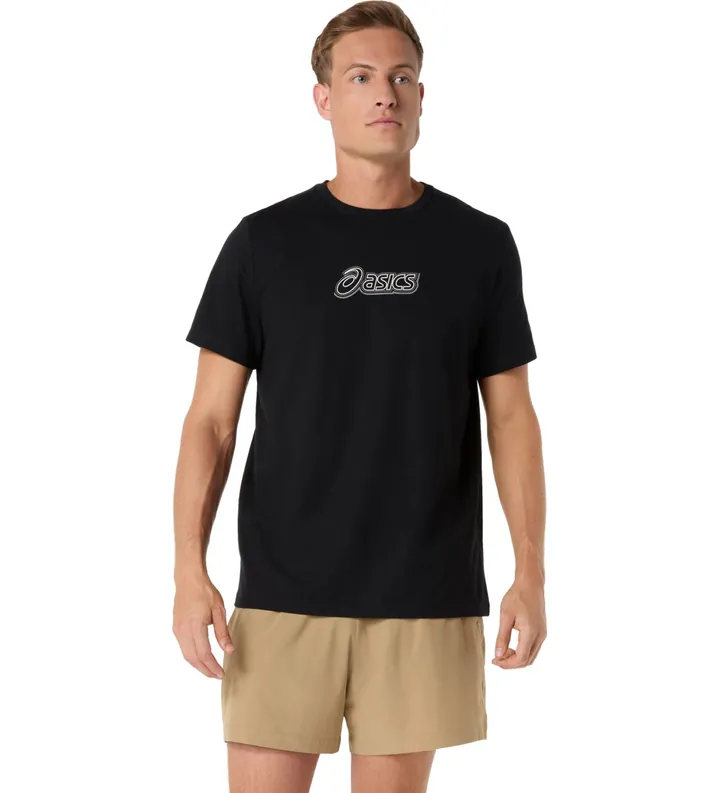 Asics para hombre. 2031F334 Camiseta Logo Graphic negro (L), Casual, Algodón, Manga corta