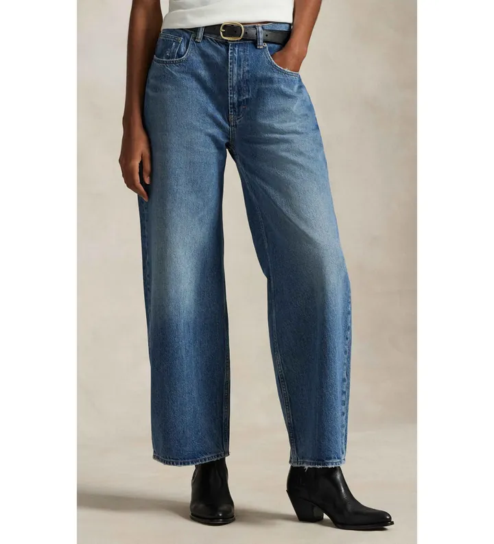 Polo Ralph Lauren para mujer. 211969380001 Jeans de pernera ancha y corte Relaxed azul (27/32), Casual, Algodón, Denim
