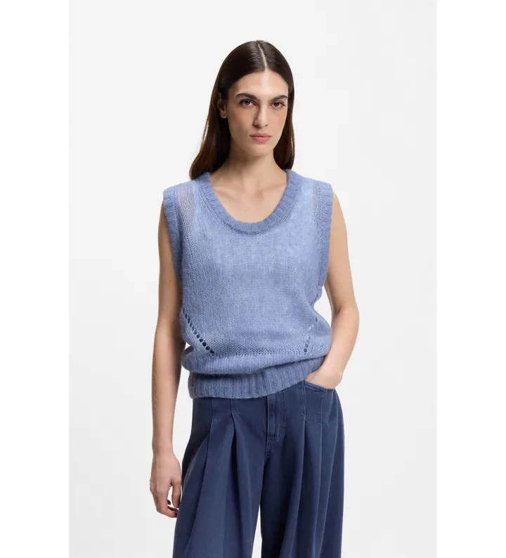 BOSS para mujer. 50554634 Top Frignac azul (L), Casual, Poliamida, Sin mangas / Tirantes