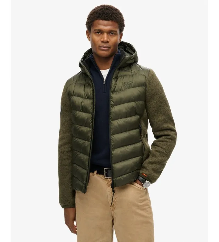 Superdry para hombre. M5012042A Chaqueta con capucha Storm verde (L), Casual, Poliéster