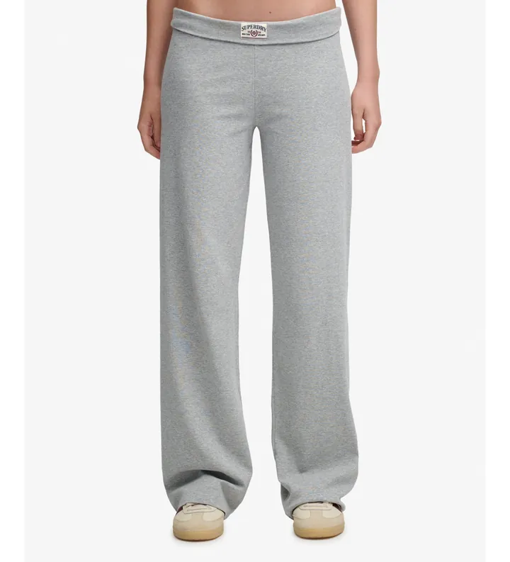 Superdry para mujer. W7011336A Pantalón Jogger ESS Fold Over gris (M), Casual, Algodón