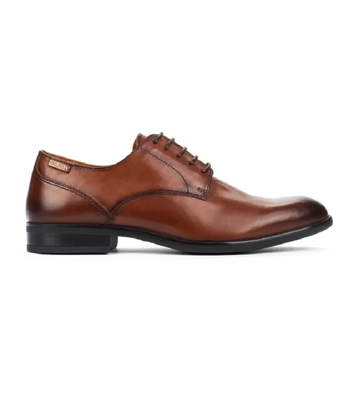 Pikolinos para hombre. M7J-4187 Zapatos de piel Bristol marrón (40), 1 a 3cm, Cordones, Clásico