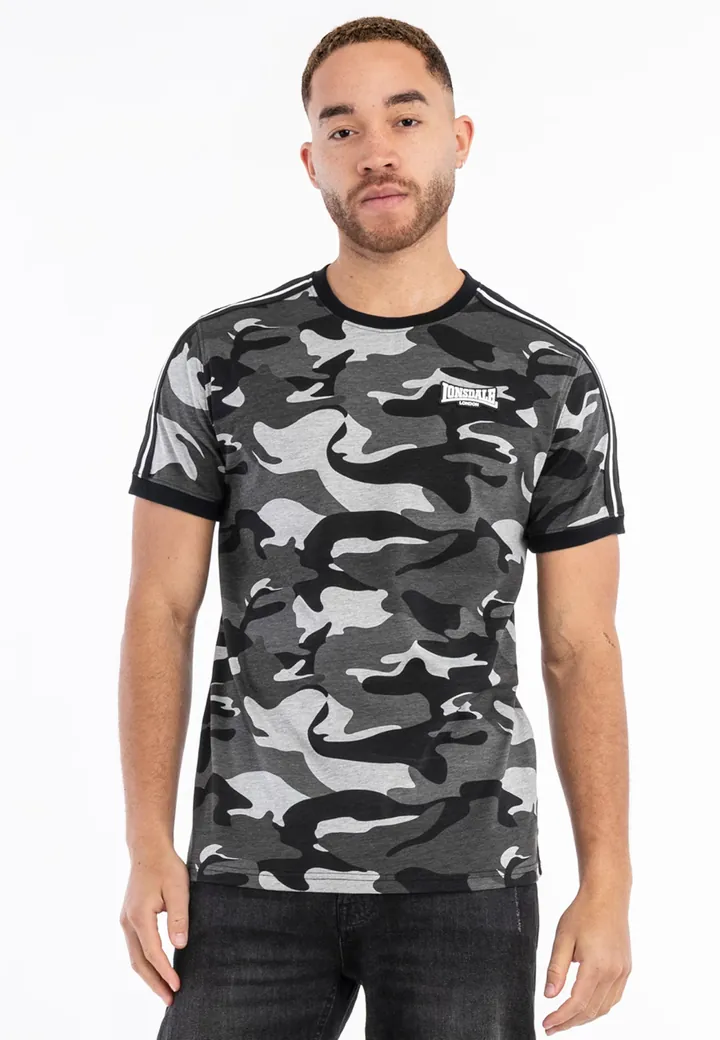 LONSDALE Camiseta 'Gunnista'  gris / gris claro / negro / blanco