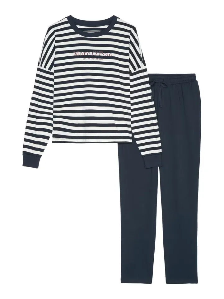 Marc O'Polo Pijama 'Mix & Match' azul / blanco