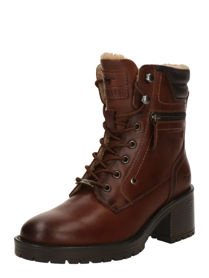 MUSTANG Botines con cordones marrón / marrón oscuro