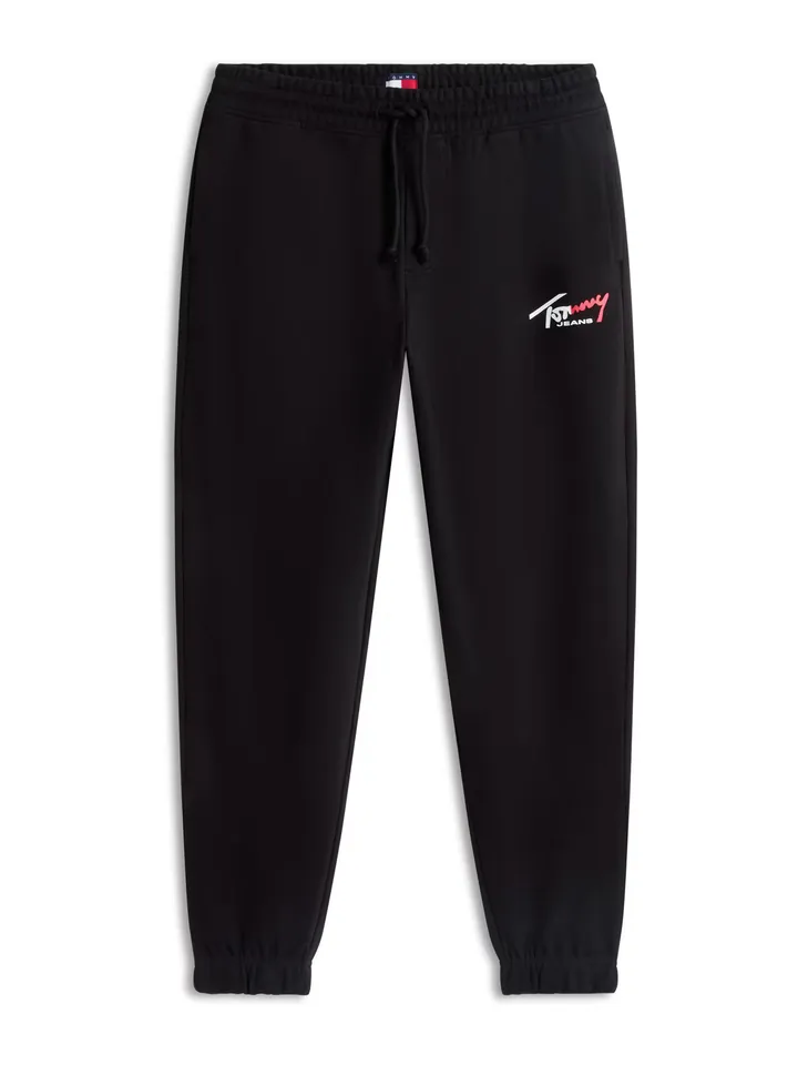 Tommy Jeans Pantalón 'Signature Logo Cuffed' rojo / negro / blanco