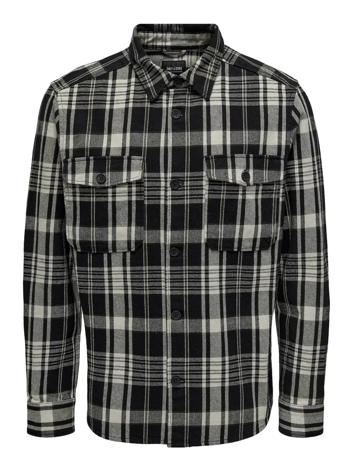 Only & Sons Camisa 'Milo' gris claro / negro