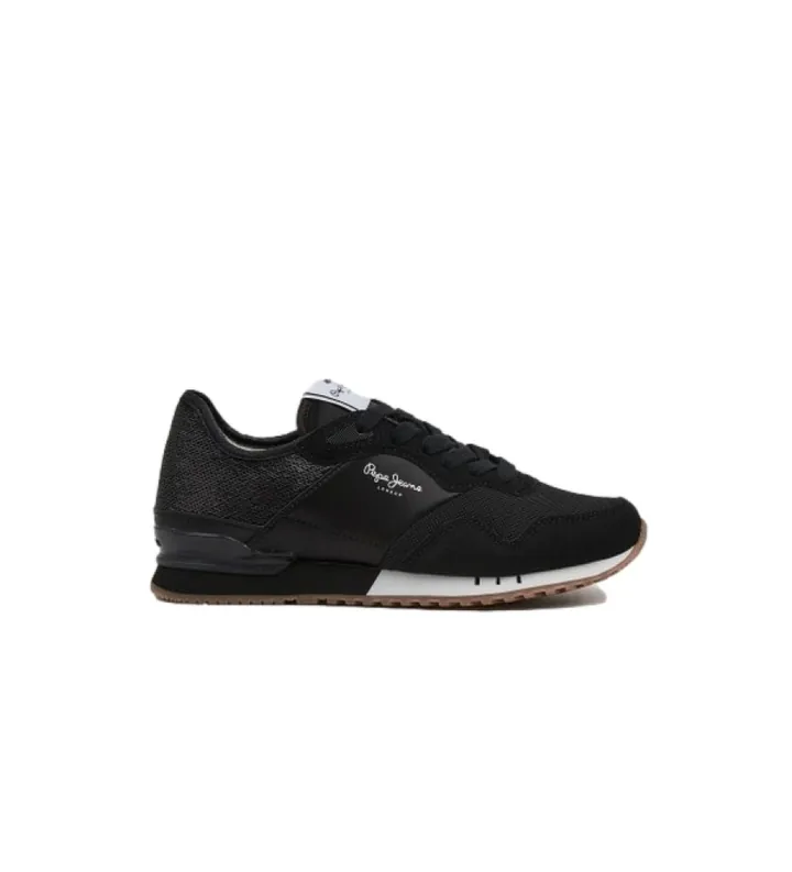 Pepe Jeans para mujer. PLS31382 Zapatillas Londres Con Lentejuelas negro (37), Tela, Plano, Cordones, Casual