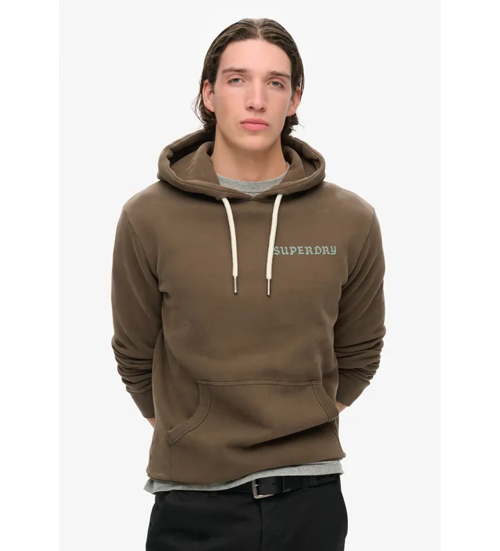 Superdry para hombre. M2013689A Sudadera Tattoo Graphic verde (L), Casual, Algodón, Sostenible
