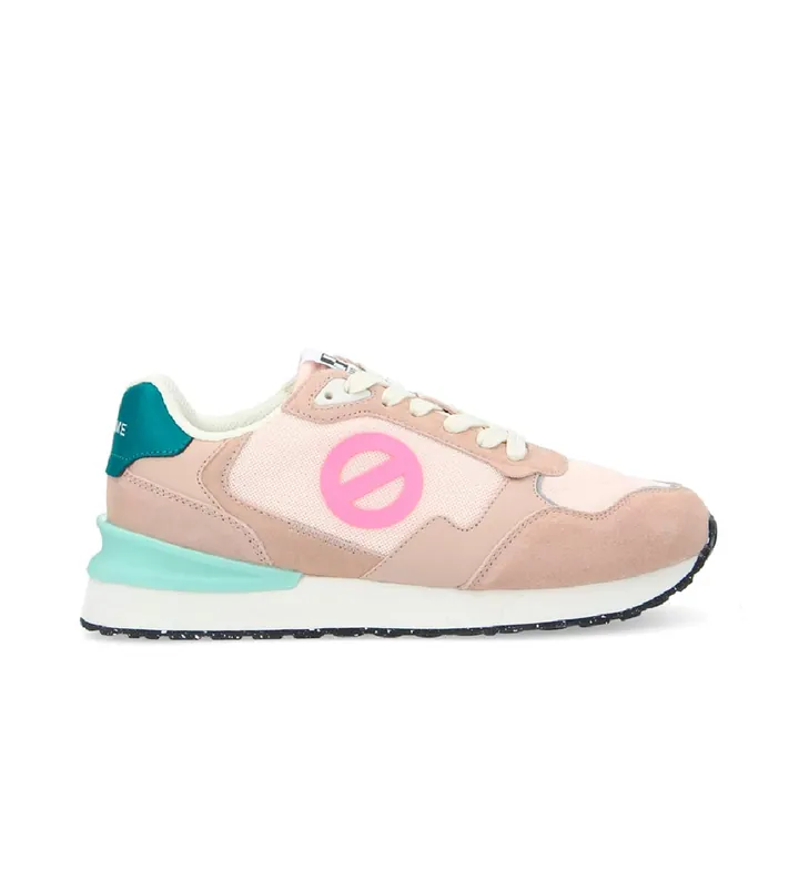 NO NAME para mujer. QNIPSM0 Zapatillas de piel y malla Tova Runner con suela ligera nude (36), Plano, Cordones, Casual