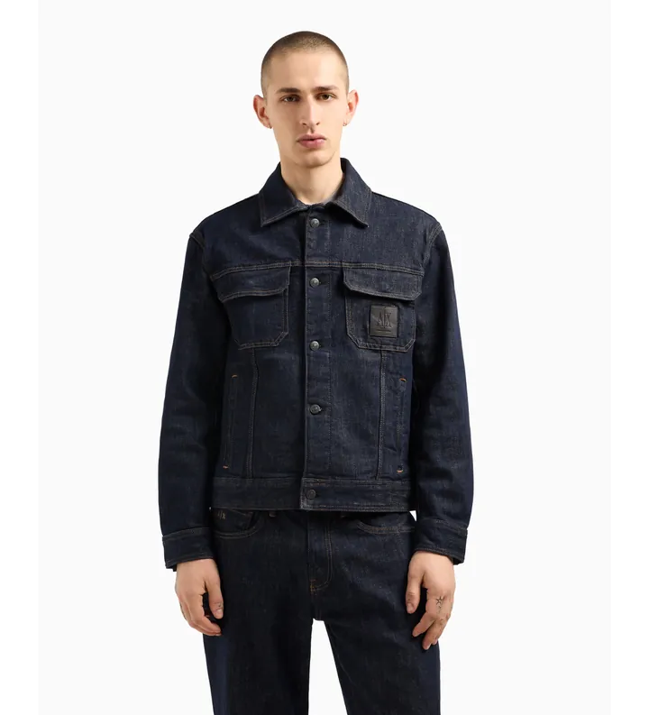 A|X Armani Exchange para hombre. XM000343AF12284MB001 Chaqueta trucker marino (L), Casual, Algodón