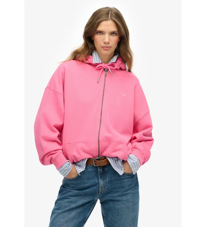 Superdry para mujer. W2012350A Sudadera con Cremallera Studios rosa (S), Casual, Poliéster Reciclado, Sostenible