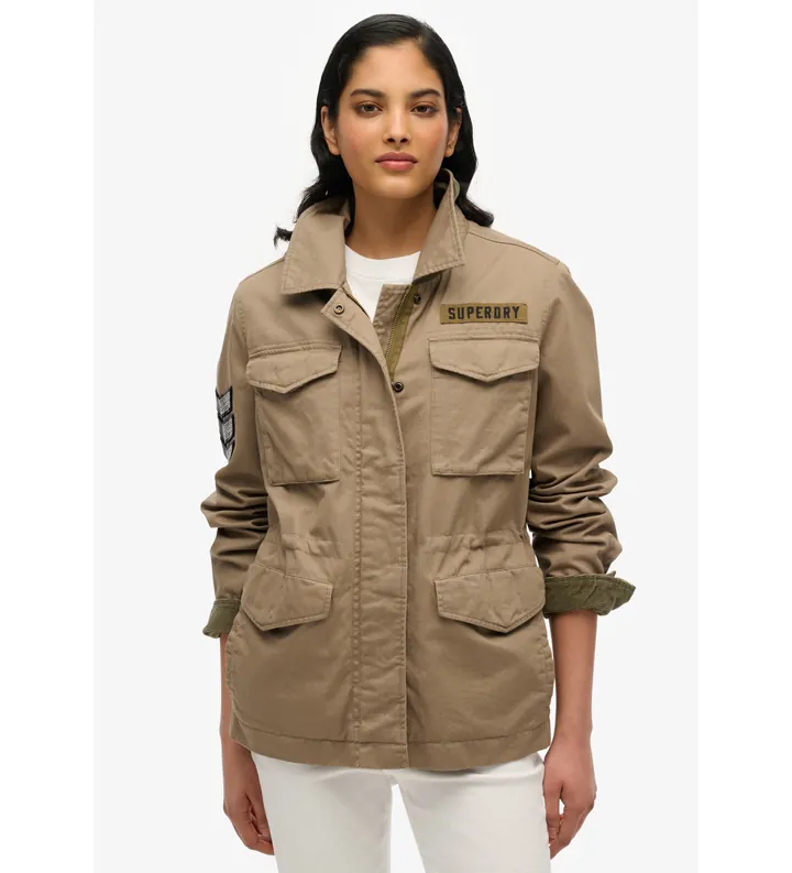 Superdry para mujer. W5011854A Chaqueta militar M65 adornada verde (XS), Casual, Algodón