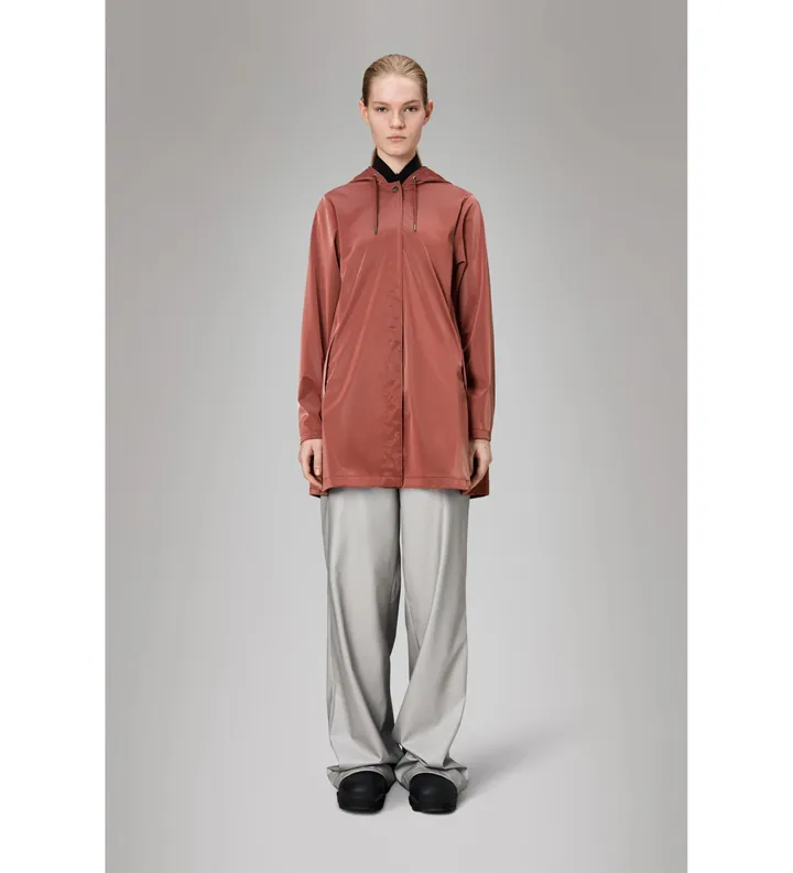 Rains para mujer. 18050 Chaqueta A-Line rojo (S), Casual, Poliéster