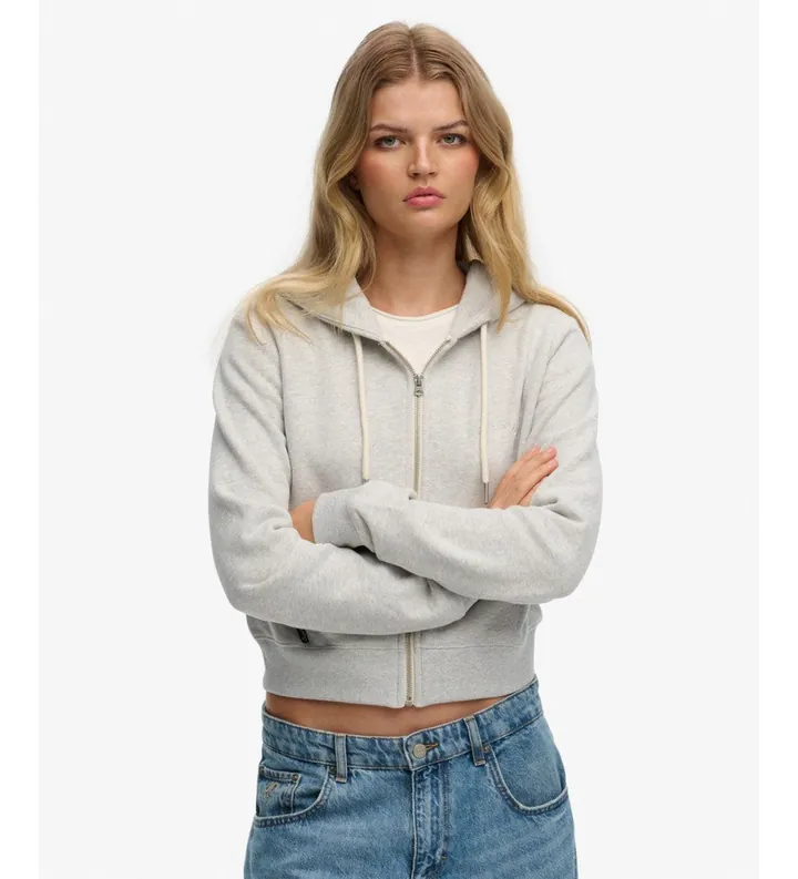 Superdry para mujer. W2012286A Sudadera Logo Cropped gris (L), Casual, Algodón