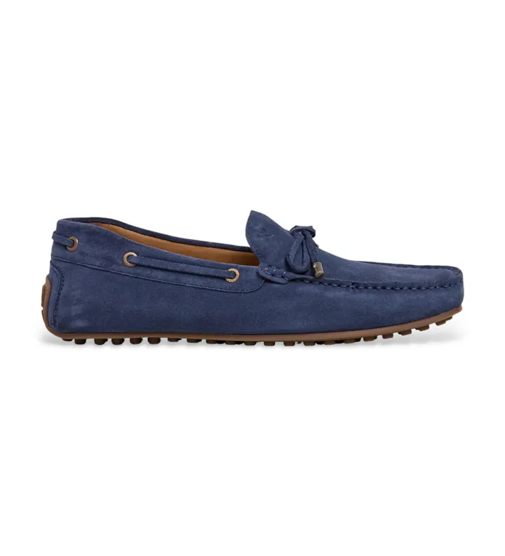 Hackett London para hombre. HMS200079 Mocasines de Piel Driver Laces marino (40), Plano, Ninguno, Casual, Fiesta, Clásico
