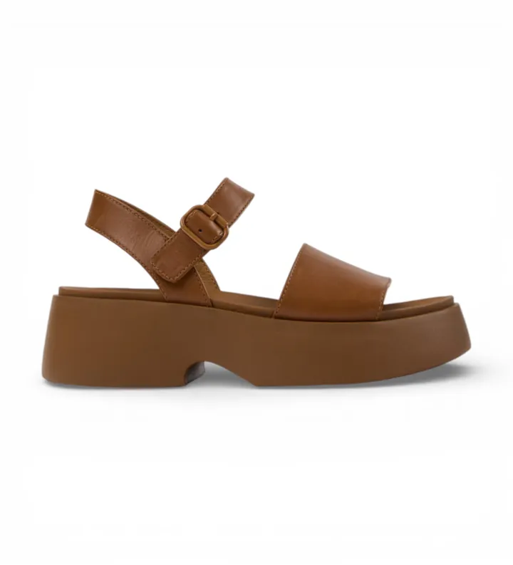 Camper para mujer. K201659-011 Sandalias de Piel Tasha marrón (38), 3 a 5cm, Hebilla, Casual