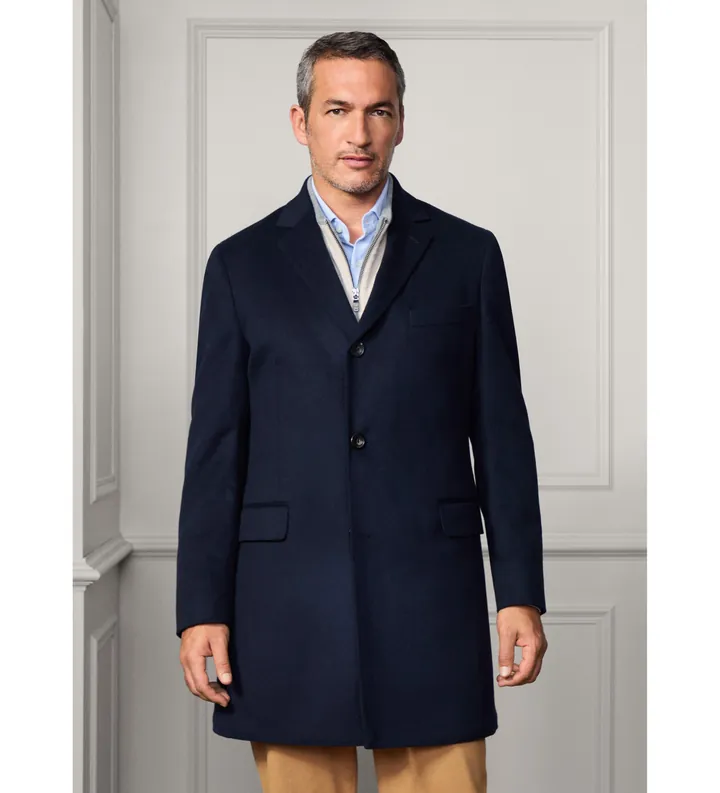 Hackett London para hombre. HM403198 Abrigo Savile marino (38/32), Casual, Cachemir