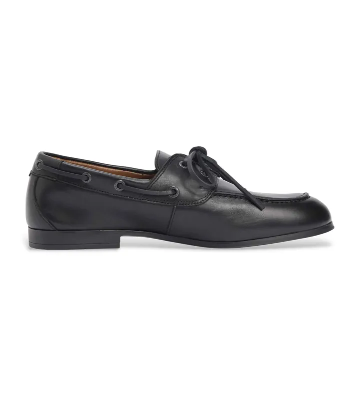 Tommy Hilfiger para hombre. FM0FM05748 Náuticos flexibles de piel negro (40), Plano, Cordones, Casual