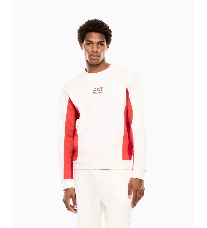 EA7 para hombre. 7M001612_AF12451 Sudadera Summer Block blanco (L), Casual, Deportivo, Algodón, Manga larga