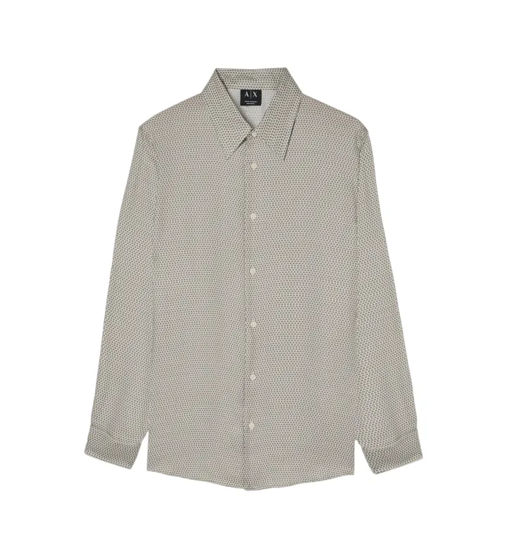 A|X Armani Exchange para hombre. XM002280AF13235F1168 Camisa cuello italiano gris (L), Casual, Viscosa, Manga larga