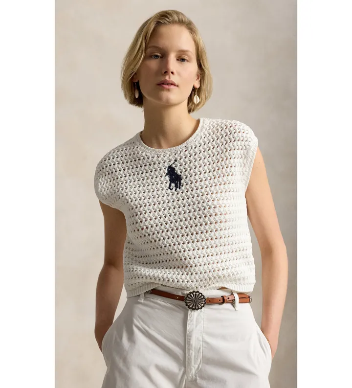 Polo Ralph Lauren para mujer. 211A12704002 Jersey Big Pony beige (L), Casual, Algodón
