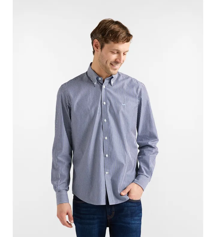 Harmont & Blaine para hombre. CRQ074013436B Camisa a rayas corte regular marino (L), Casual, Algodón, Clásico, Manga larga
