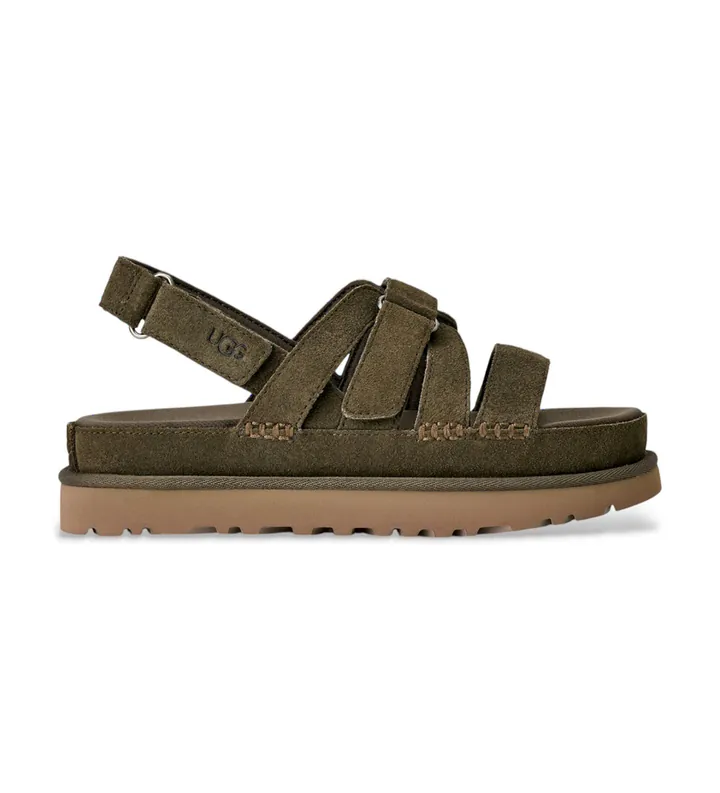 UGG para mujer. 1175122 Sandalias de piel Goldenstar Gleam verde oliva (36), Plano, Ante, Velcro, Casual