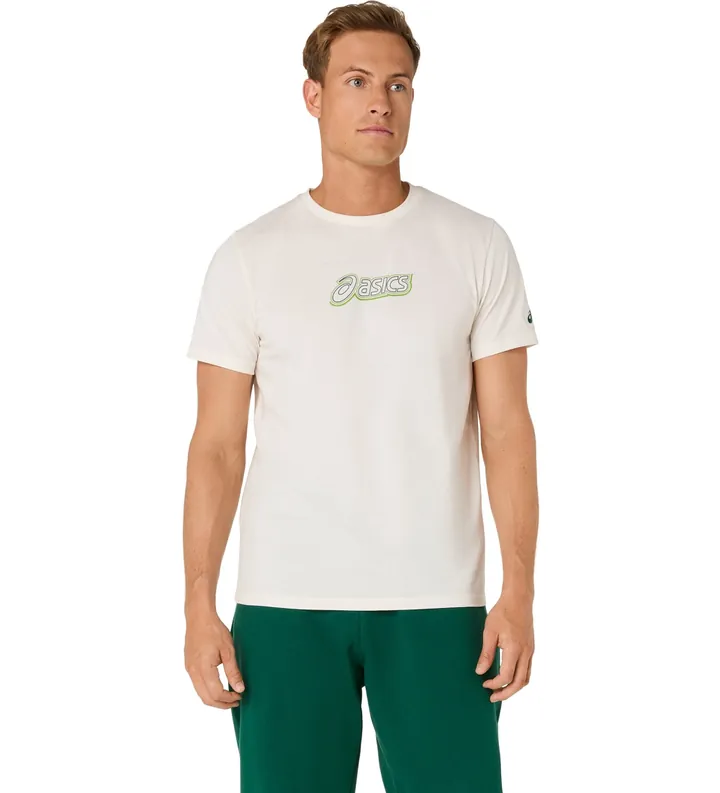 Asics para hombre. 2031F334 Camiseta Logo Graphic blanco (L), Beige, Casual, Algodón, Manga corta