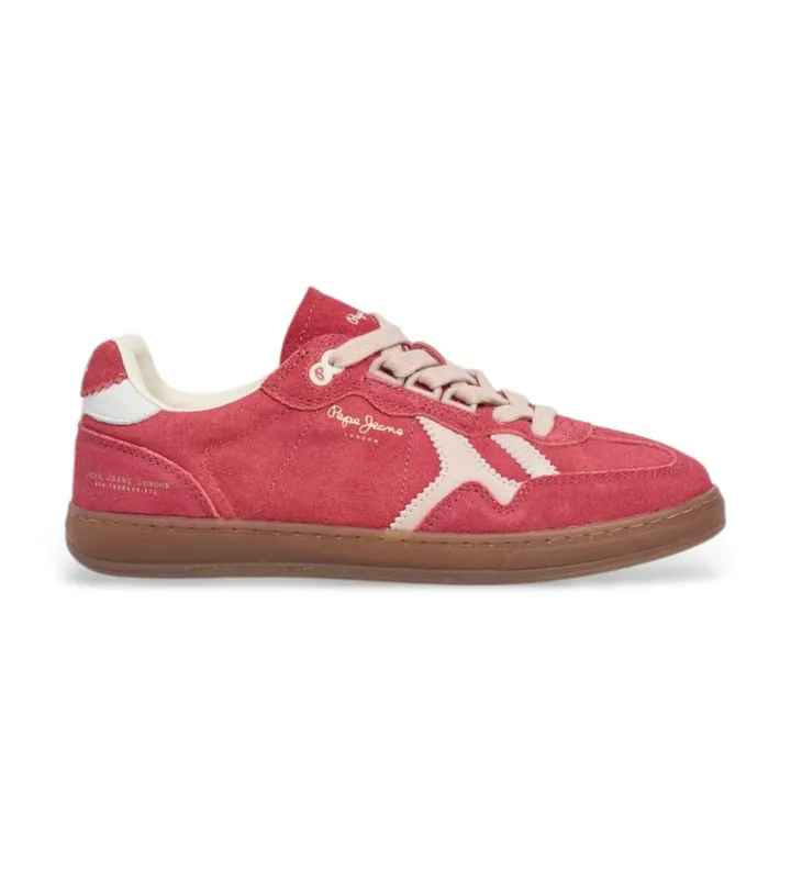 Pepe Jeans para mujer. PLS000025 Zapatillas de Piel Ball Retro rojo (36), Plano, Cordones, Casual