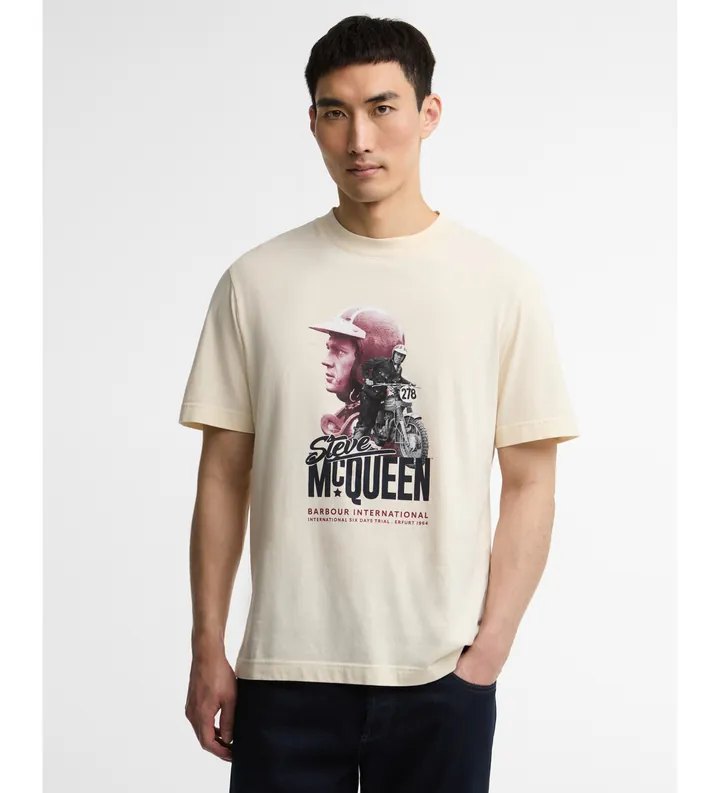Barbour para hombre. MTS1660 Camiseta SMQ Rainey blanco roto (M), Casual, Algodón, Manga corta