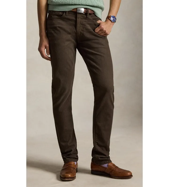 Polo Ralph Lauren para hombre. 710956083501 Jeans Sullivan Slim Fit elásticos marrón (34/32), Casual, Algodón