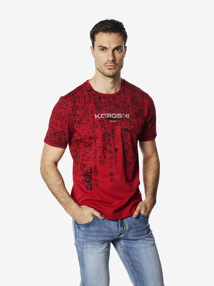 KOROSHI Camiseta rojo / negro / blanco