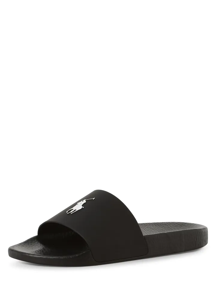 Polo Ralph Lauren Zapatos abiertos 'Polo Slide' negro / blanco