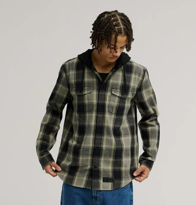 Ruckus - Camisa de manga larga con capucha Negro Hombre