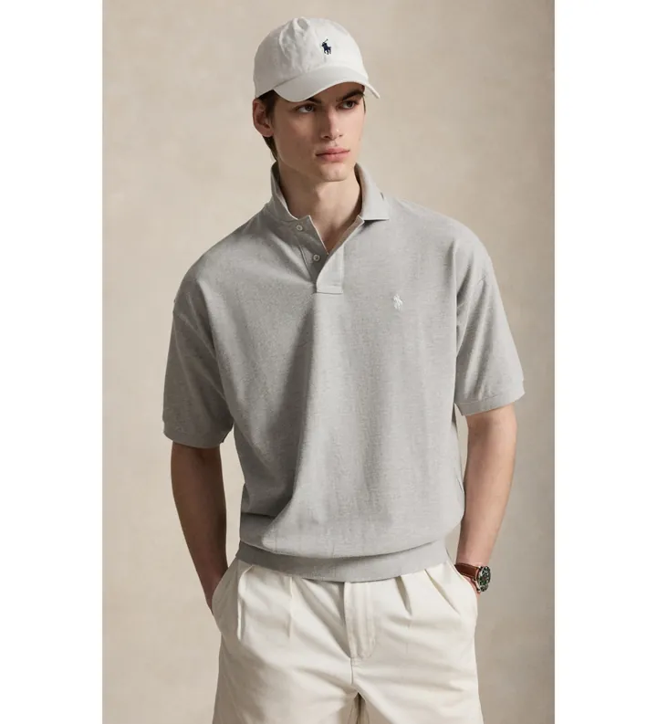 Polo Ralph Lauren para hombre. 710B18907001 Polo de piqué Relaxed Fit gris (L), Casual, Algodón, Manga corta