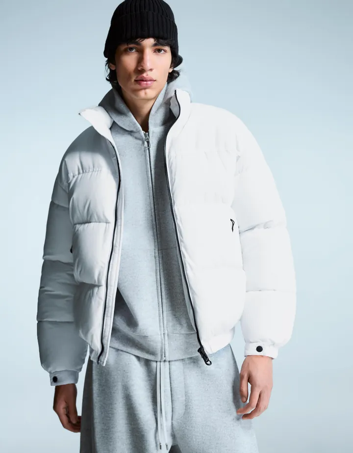 Bershka Cazadora Puffy Técnica Hombre L Blanco