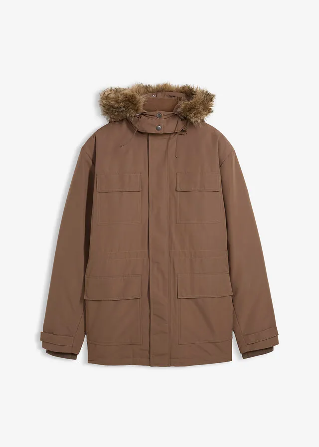 Parka acolchada con forro polar y capucha desmontable