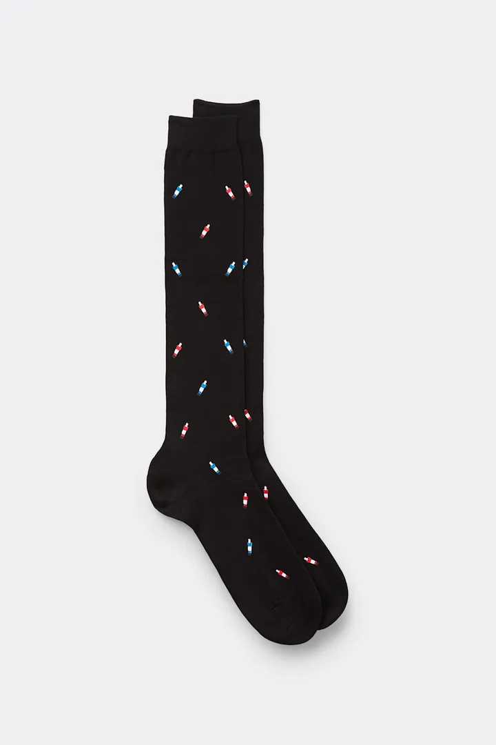 Intimissimi Calcetines Largos de Algodón Estampados Hombre Negro Tamaño 40-41
