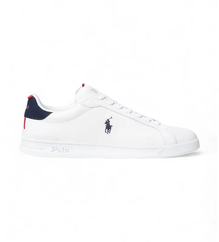 Polo Ralph Lauren para hombre. 809860883003 Zapatillas de piel Heritage Court II blanco (38), Plano, Cordones, Casual