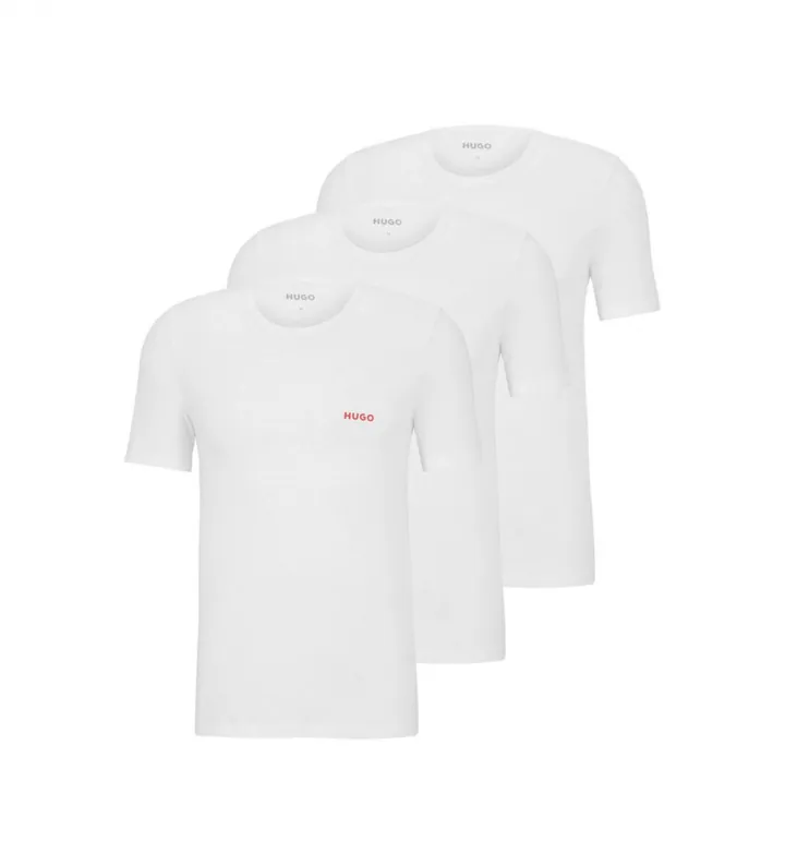 HUGO para hombre. 50493972 Pack 3 Camisetas Interiores Algodón blanco (L), Casual, Homewear, Manga corta