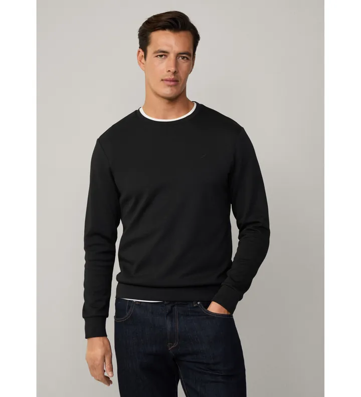 Hackett London para hombre. HM581165 Sudadera fit clásico negro (S), Casual, Algodón, Manga larga